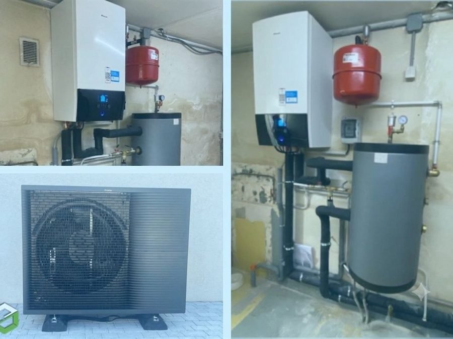 Module intérieur de pompe à chaleur air/eau raccordé au ballon et au circuit de chauffage